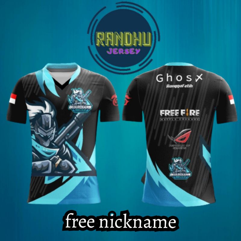 jersey kaos geming terbaru FREEFIRE PUBG MLBB free nickname full printing free logo squad