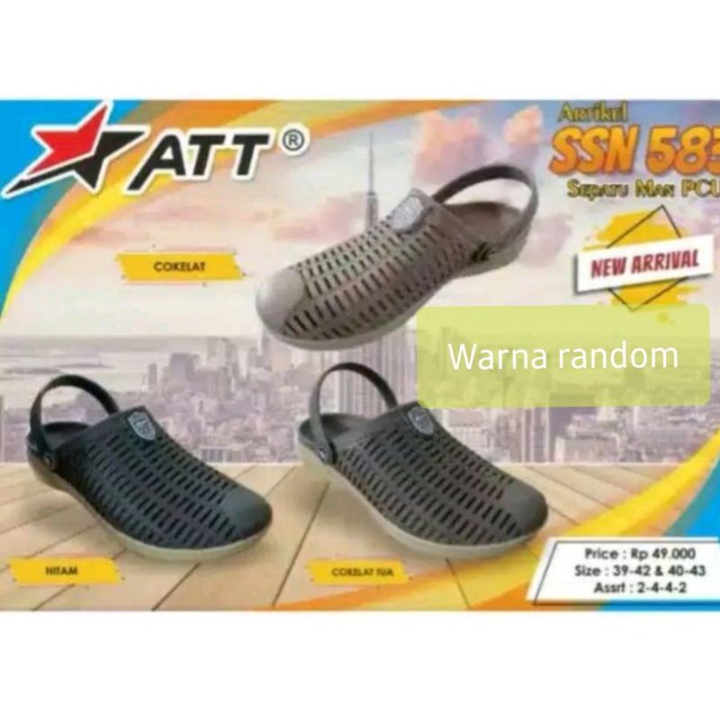 Sepatu slop Pria, slip on, full karet.