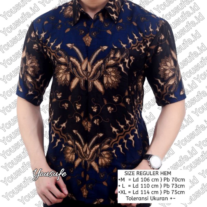 Baju Batik Pria Lengan Pendek/Batik Pria Premium/Seragam Batik Kantoran-L