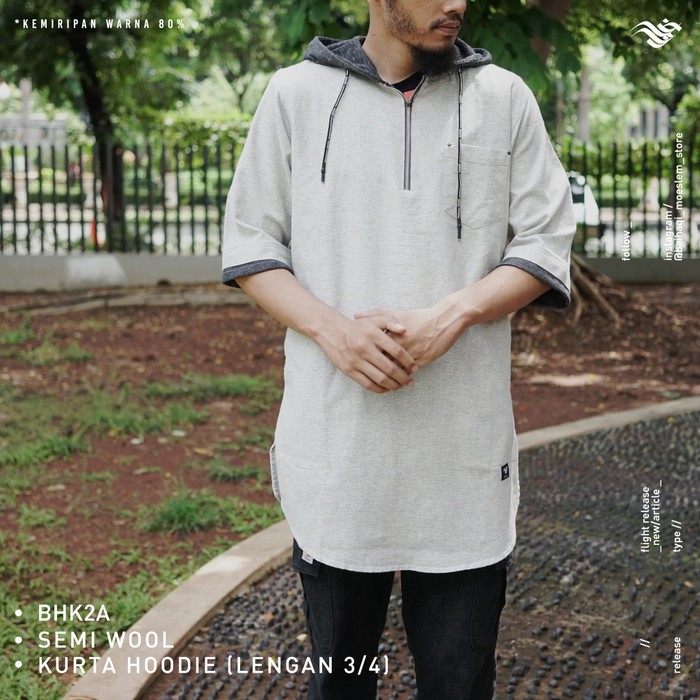 Kurta muslim hoodie semi wool