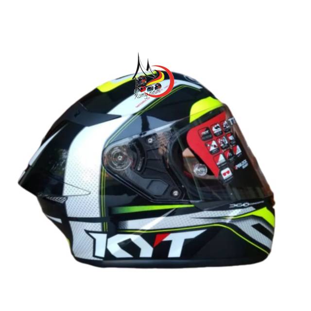HELM KYT TT COURSE BLACK WHITE YELLOW/ HELM KYT FULL FACE/ HELM KYT TERBARU
