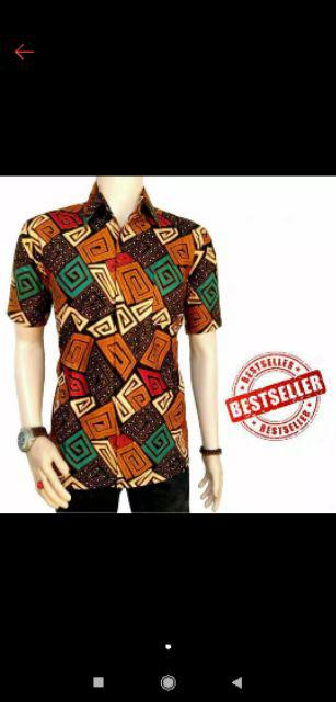Asifa Batik Hrb026 Kenongo Kemeja Tosca Pendek Pekalongan Padi M L Xl Sogan Tulis Halus Kemeja Batik