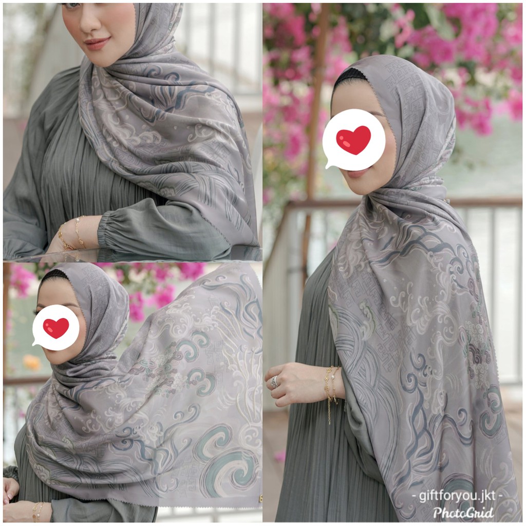 Buttonscarves The Wave Satin Shawl Hijab Button Scarves Jilbab Premium Kerudung Scarf Brand Original
