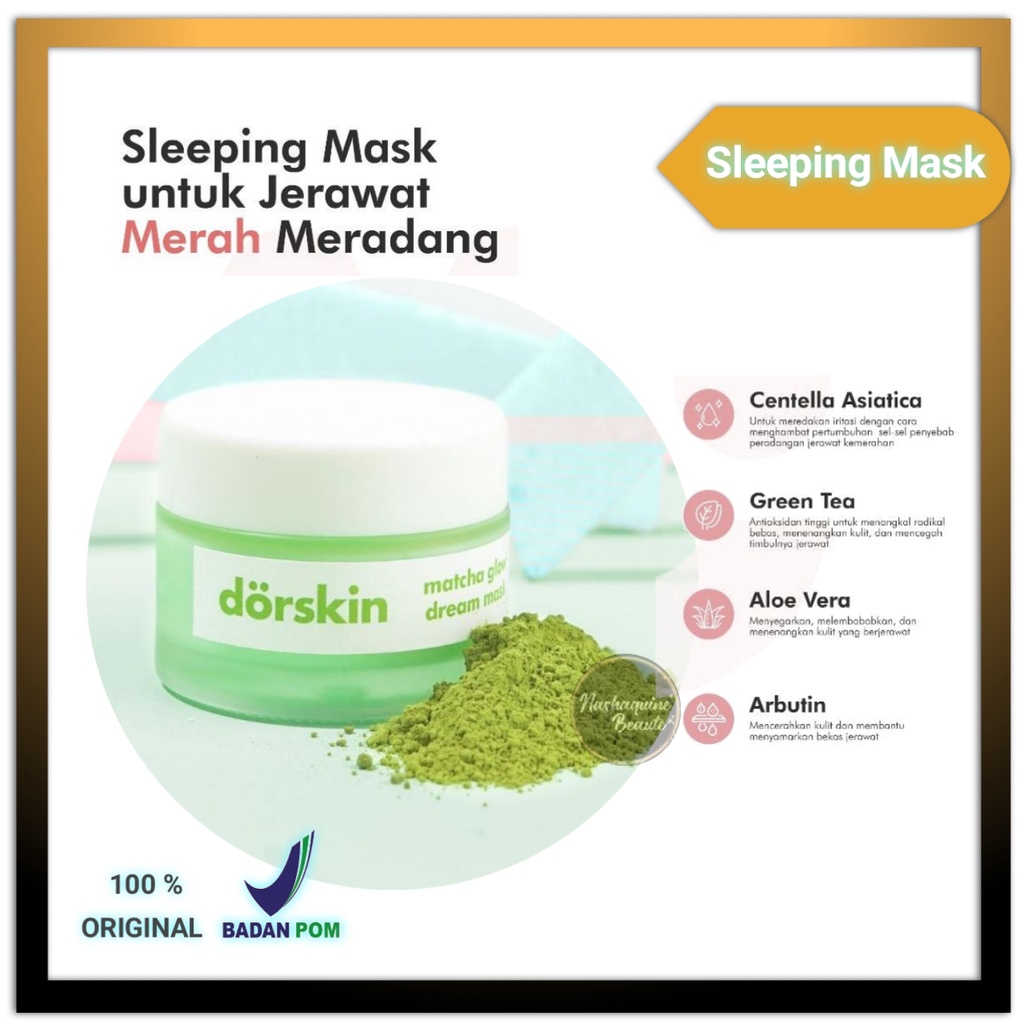 Dorskin Matcha Glow Dream Sleeping Mask Brightening Masker