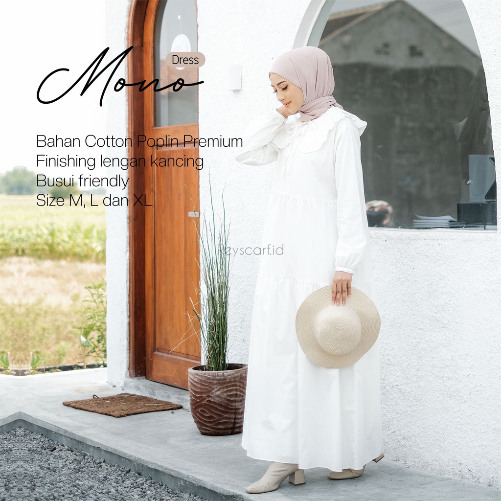 Mono Dress By Reyscarf.id Bahan Katun Poplin Premium - Dress Dewasa Elegant Adem Nyaman Dipakai - Bisa COD-PART2