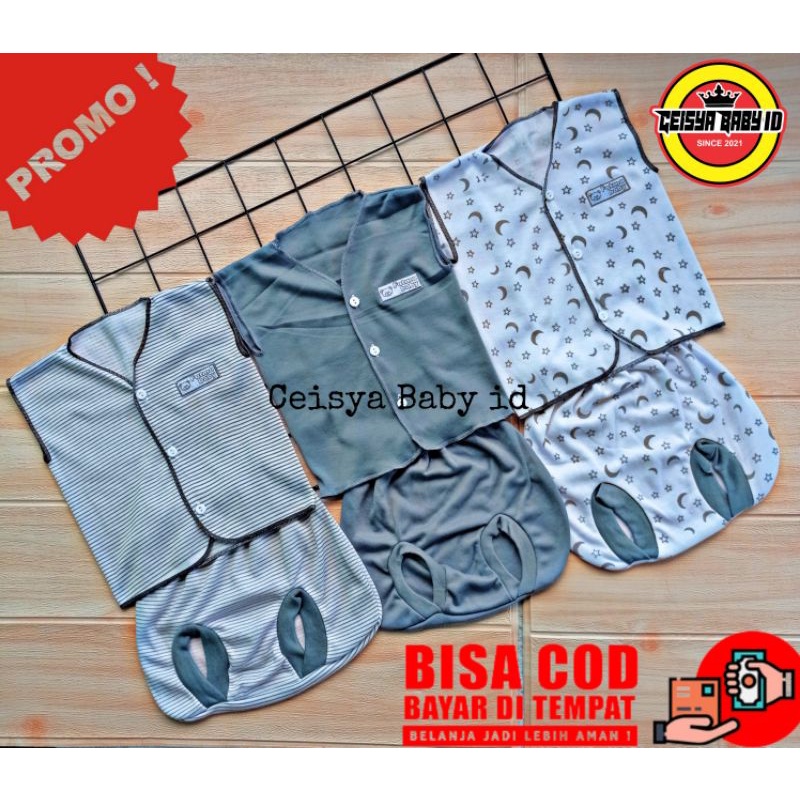 Setelan Baju Dan Celana Bayi Newborn Seri Abu Kwalitas Premium