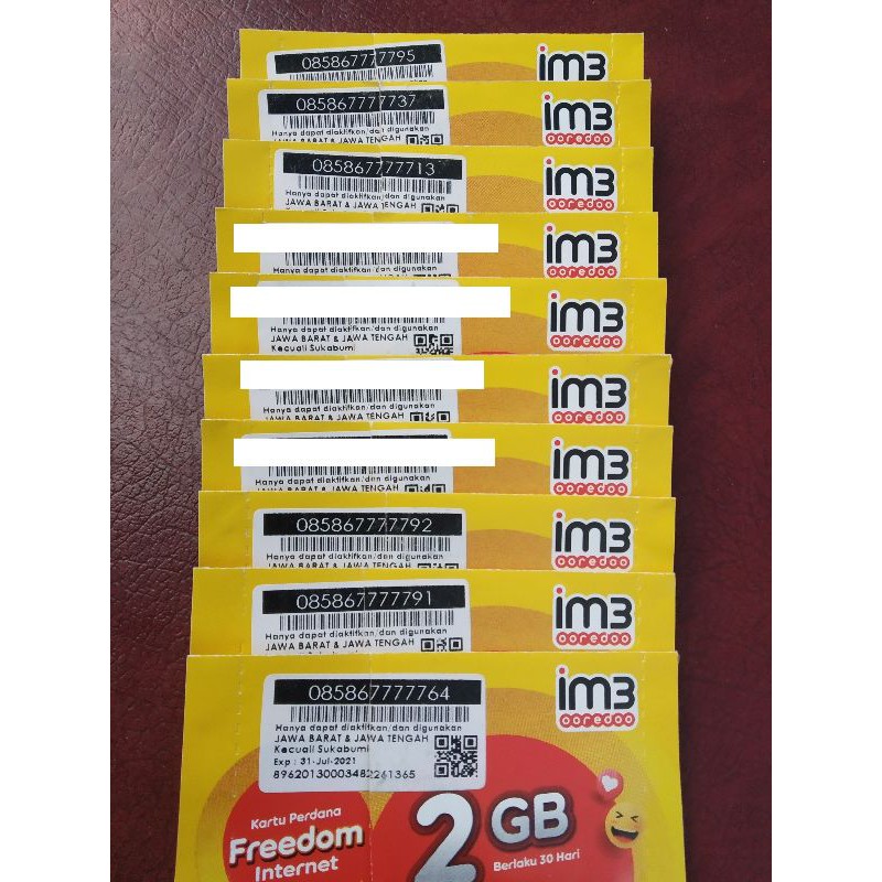 Nomor cantik Indosat IM3 Ooredoo panca 77777 rapi3
