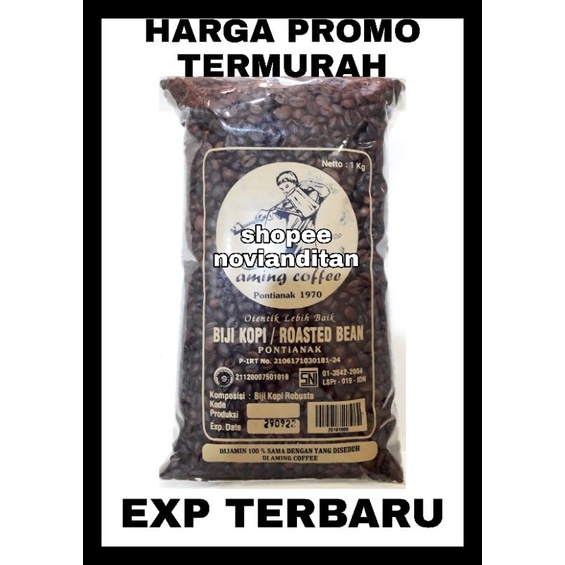 

1 KG BIJI KOPI ROBUSTA AMING COFFEE ASLI KHAS PONTIANAK KEMASAN 1 KG 1000 GR