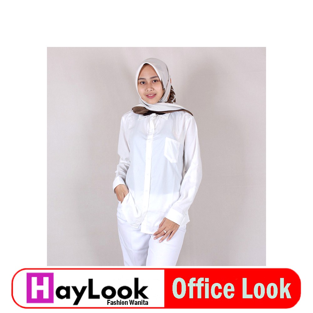 Kemeja Putih Polos Wanita Baju Formal Cewek Baju Kantor Kerja