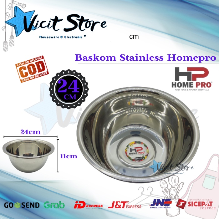 Baskom Stainless Tebal Homepro 24cm / Baskom Dalam Merk Homepro 24cm