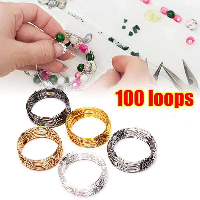 Hbid 100pcs Kawat Baja Memori 0.6mm Untuk Membuat Perhiasan Gelang