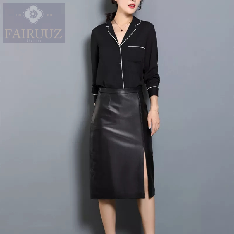 Rok Kulit Pendek Rok Kulit Semi Model Rok Mini Rok Pensil Korea Rok Span Rok Panjang Belahan Tinggi 