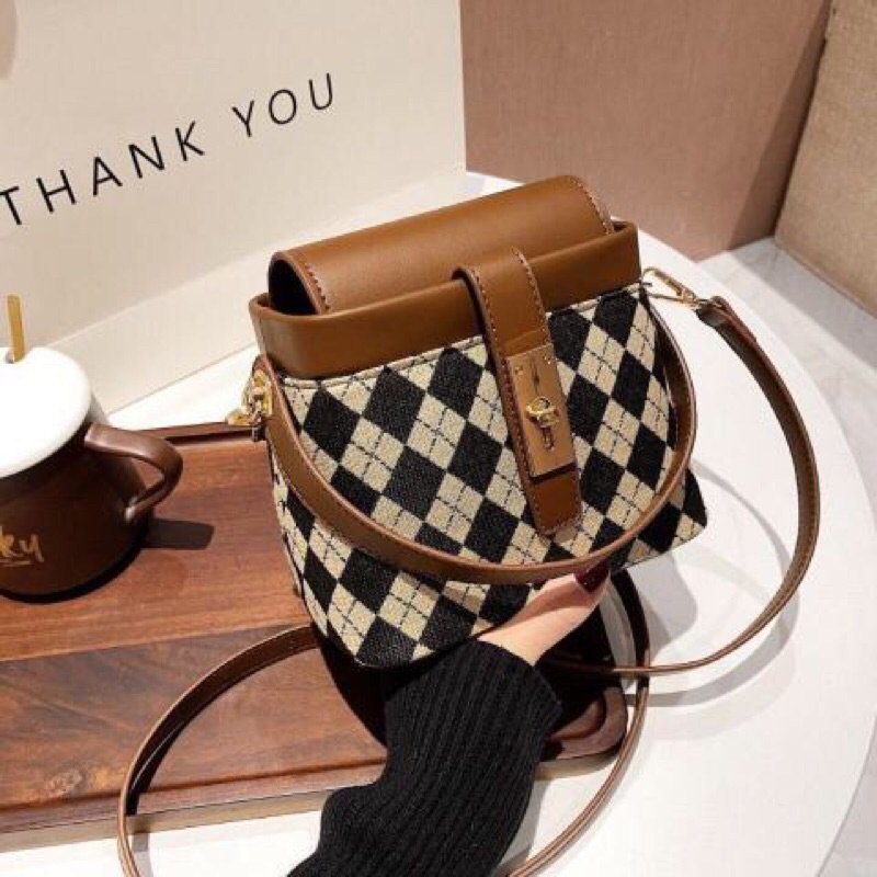 SG3460 syafniegalery tas selempang mini import double strap hand bag