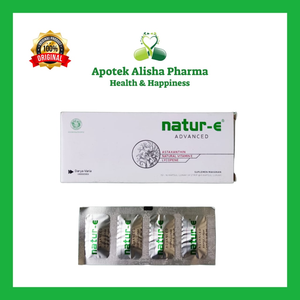 Natur E Advanced Pack 16/32Kapsul - Natur-E Advanced Suplemen Vitamin E Alami Astaxanthin/Vitamin Kulit/Penuaan Dini/Anti Aging Usia 40 tahun Keatas/Natur E Putih