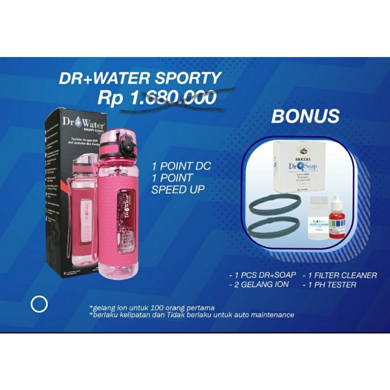 Drwater Sporty 450ml (botol anti kanker dan anti diabetes) BANYAK BONUS