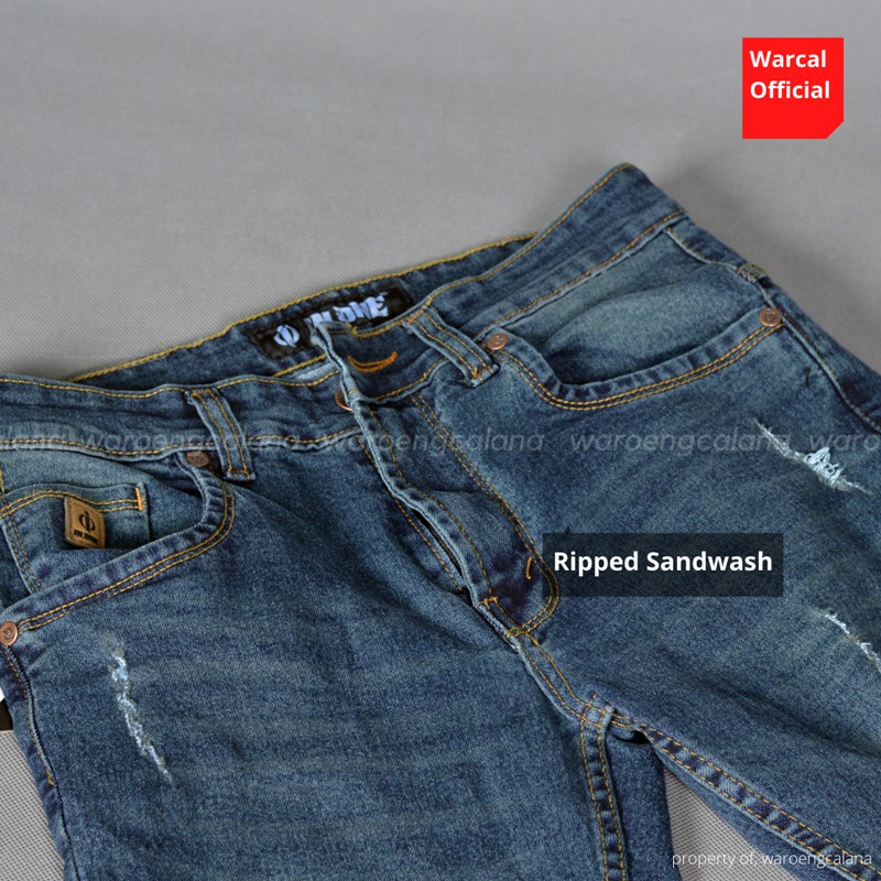 Jeans Sobek Ripped Sandwash Blue