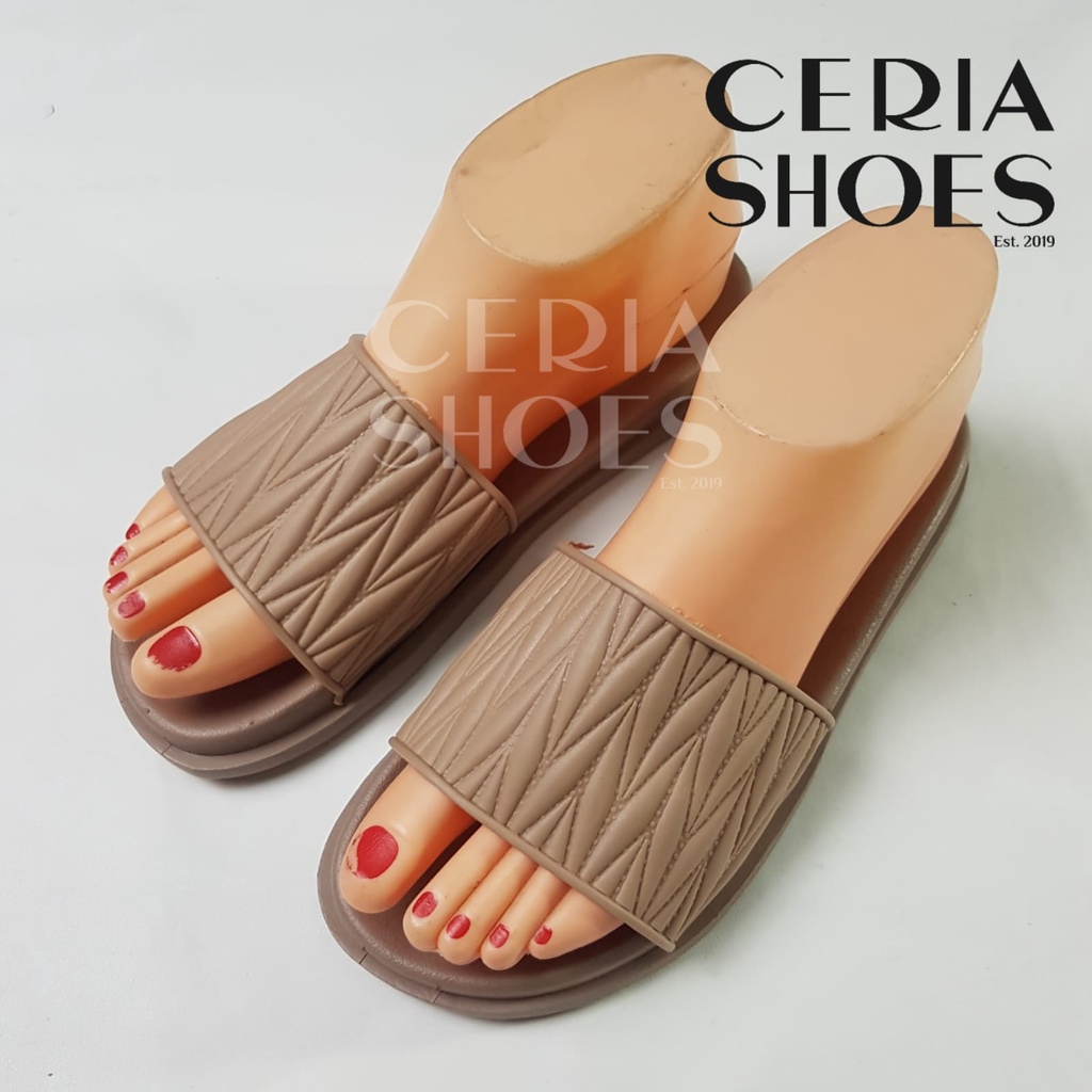 Sandal Slop Wanita Karet Balance Motif Ulir Kokop Import Bahan Lentur Elastis Empuk 206