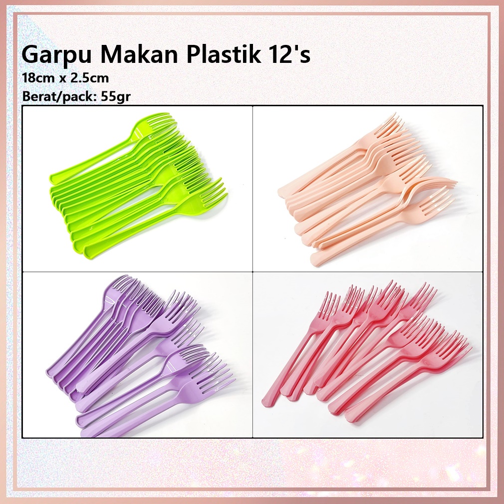 Garpu Makan/Garpu Pesta/Garpu Satu Kali Pakai Plastik 18cm 12pcs/pack