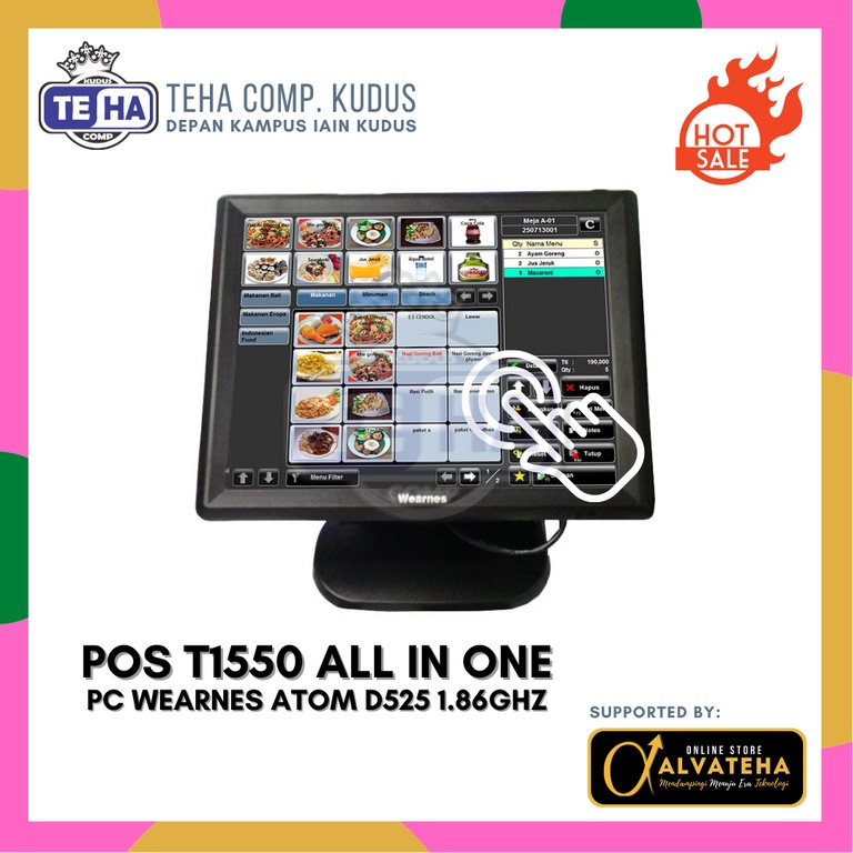 CPU All in One AIO Wearnes T1550 4GB SSD 128GB LCD 15in Touch Screen