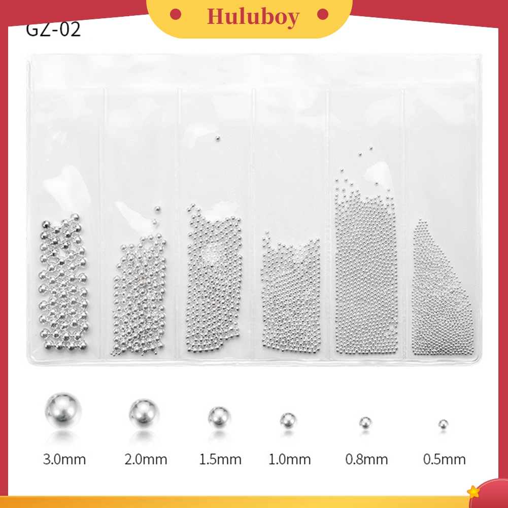 Huluboy Huluboy♡ Manik-manik Caviar Bola Metal 3D Ukuran Campur Untuk Dekorasi Manicure