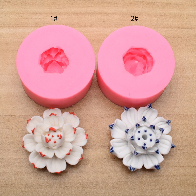 Cetakan Tongkat Dupa Bentuk Bunga Teratai 3d Aksen Glitter Bahan Resin Epoksi