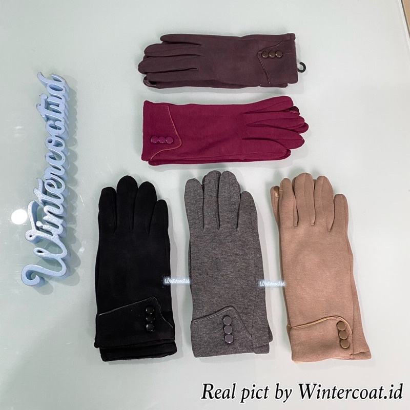 Sarung tangan motor wanita winter gloves import korea kancing musim dingin cewek fashion