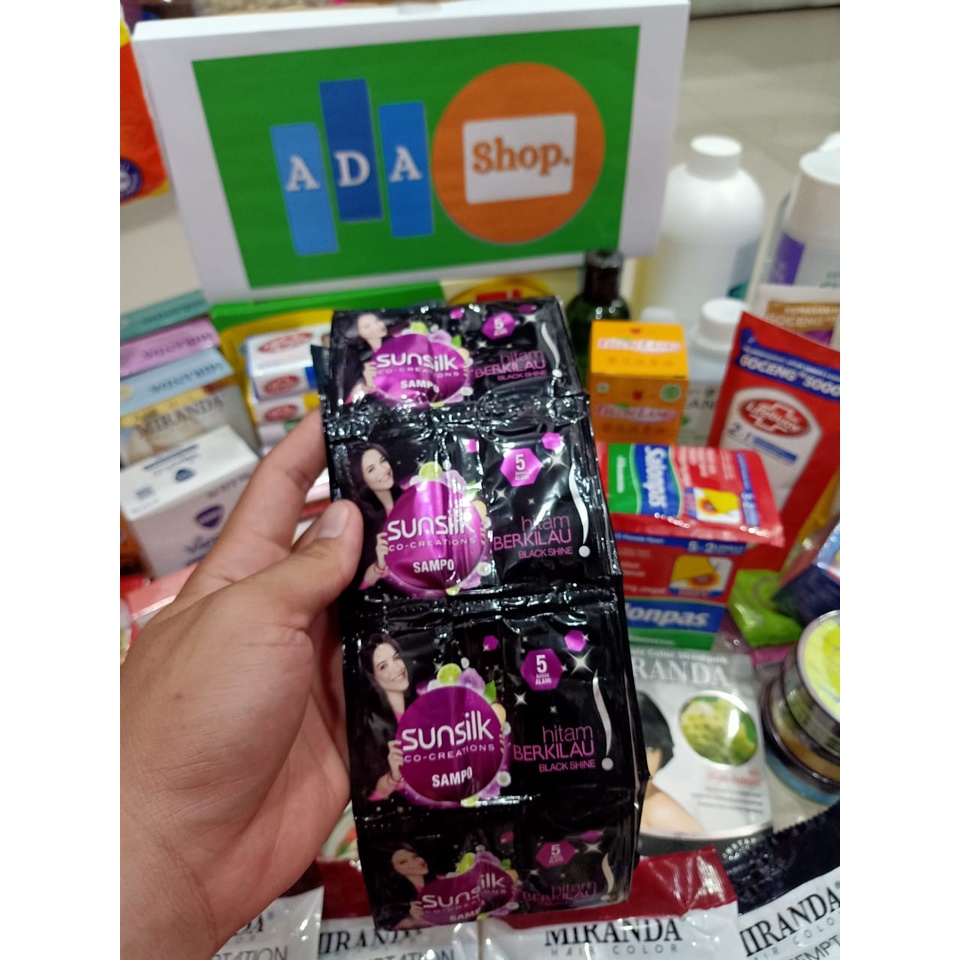 SUNSILK Shampo Kemasan Sachet Hitam Berkilau Kuning Halus dan Lembut