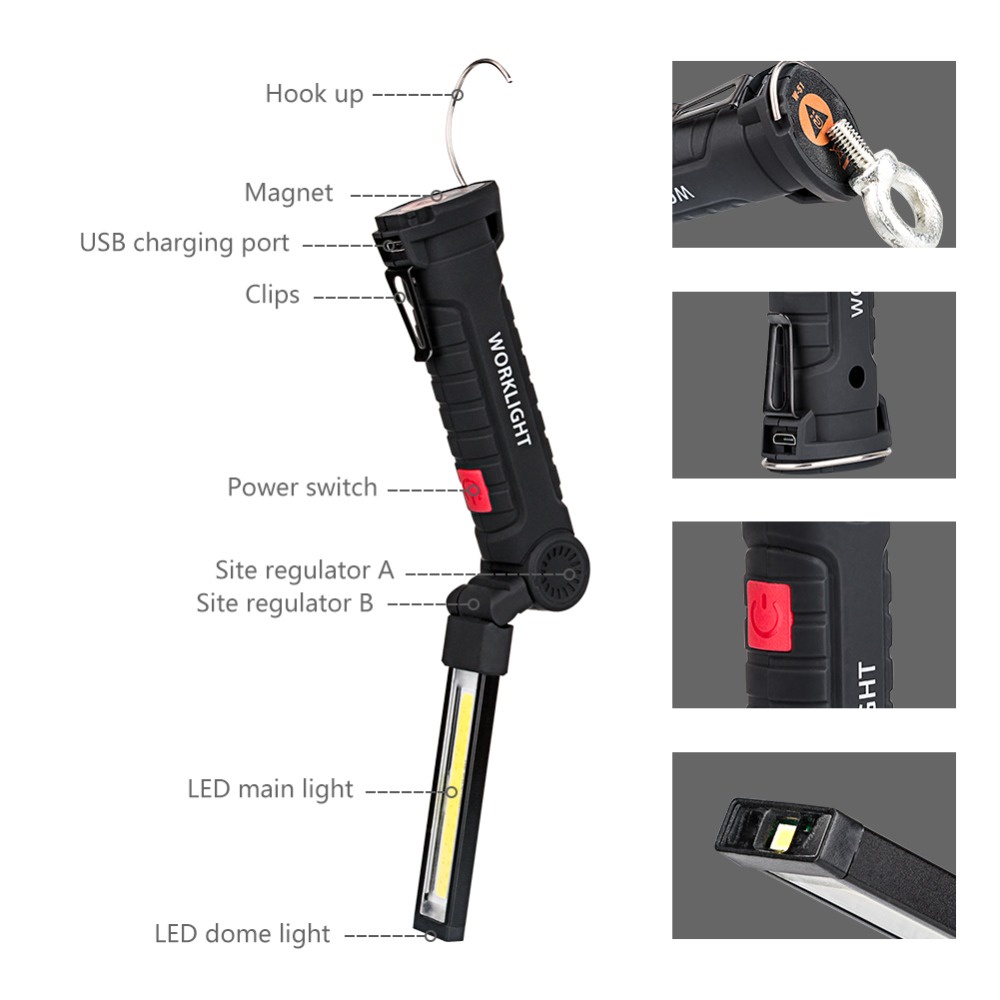 Worklight Senter COB Magnetic LED 2000 Lumens / Senter Cob Usb Senter Led Cob Magnetic / Senter Kerja Magnet Led Senter 2000 Lumens Outdoor / Senter Magnet Kerja Senter Magnetic Led Cob 2000 Lumens / Senter Led Kerja Murah Berkualitas Terang Jarak Jauh