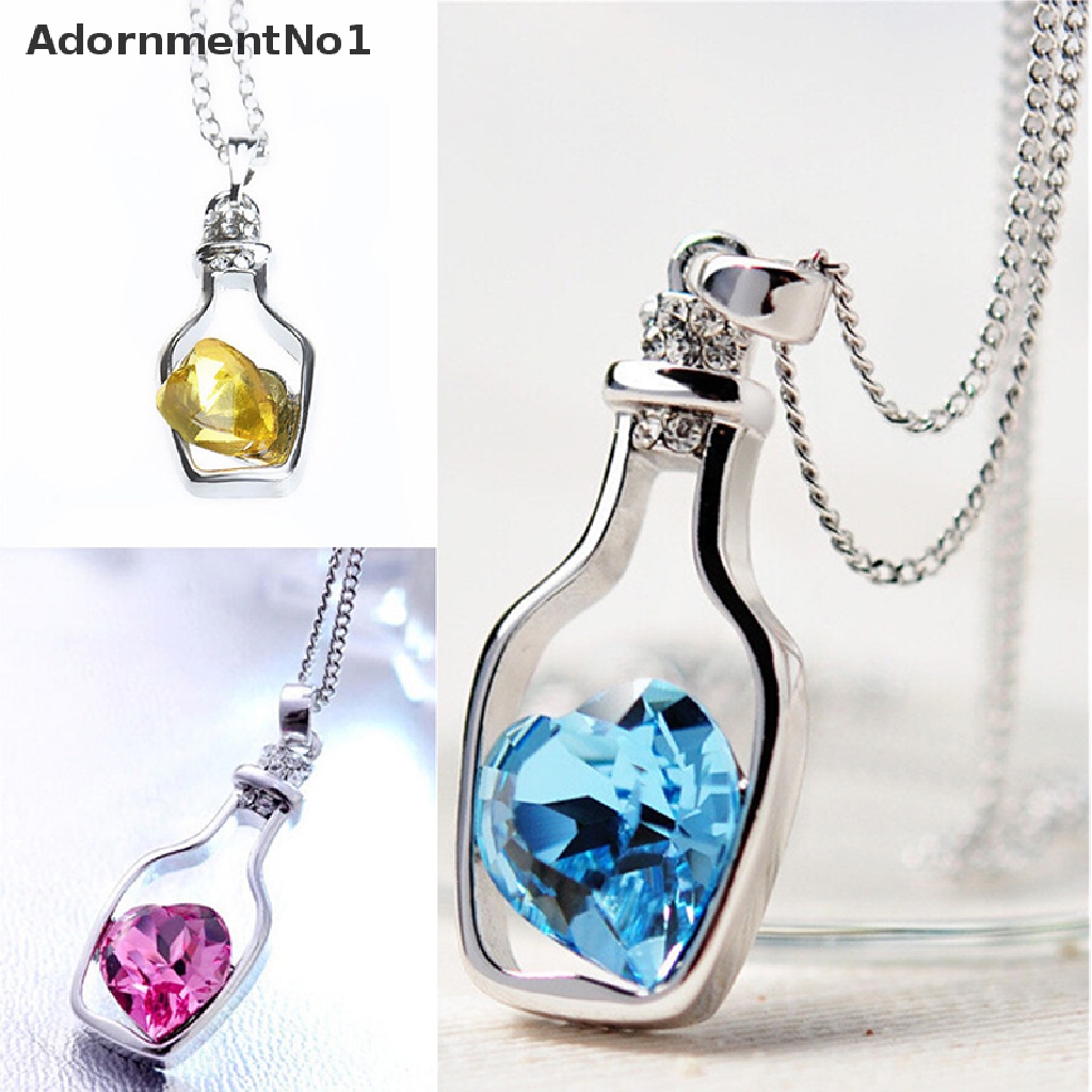 (AdornmentNo1) Kalung Rantai Dengan Liontin Botol Motif Hati Untuk Wanita