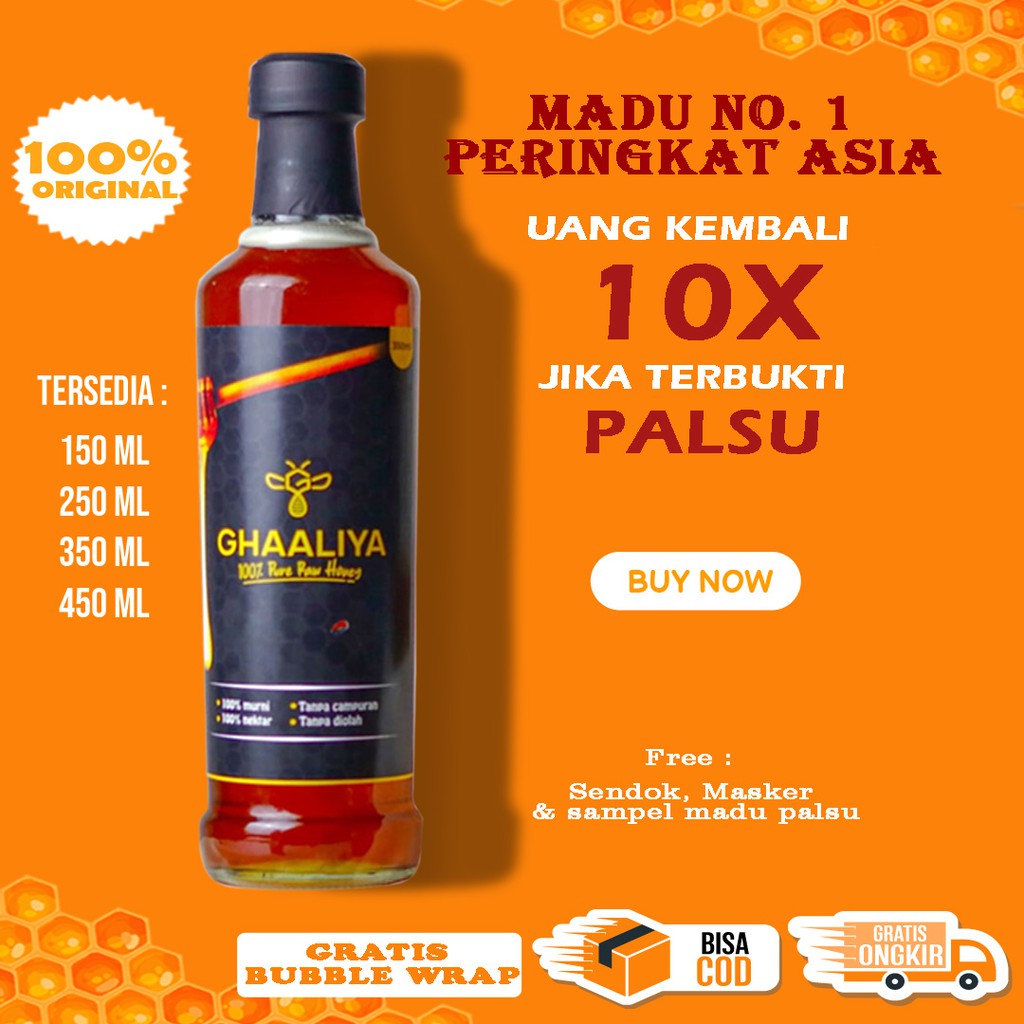 

Ghaaliya Madu Murni Herbal Full Nektar Bunga Akasia Carpa Alami 350ml