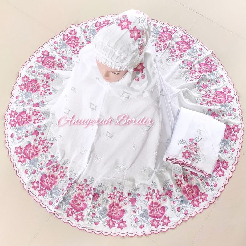 Setelan mukena bordir suji cair bahan katun paris premium khas Bukittinggi / Padang