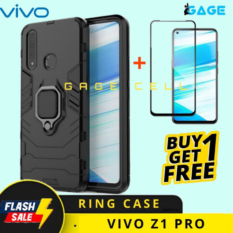 FREE TEMPERED GLASS FULL LAYAR VIVO Z1 PRO HARD CASE HARDCASE ROBOT RING STAND ARMOR VIVO Z1PRO