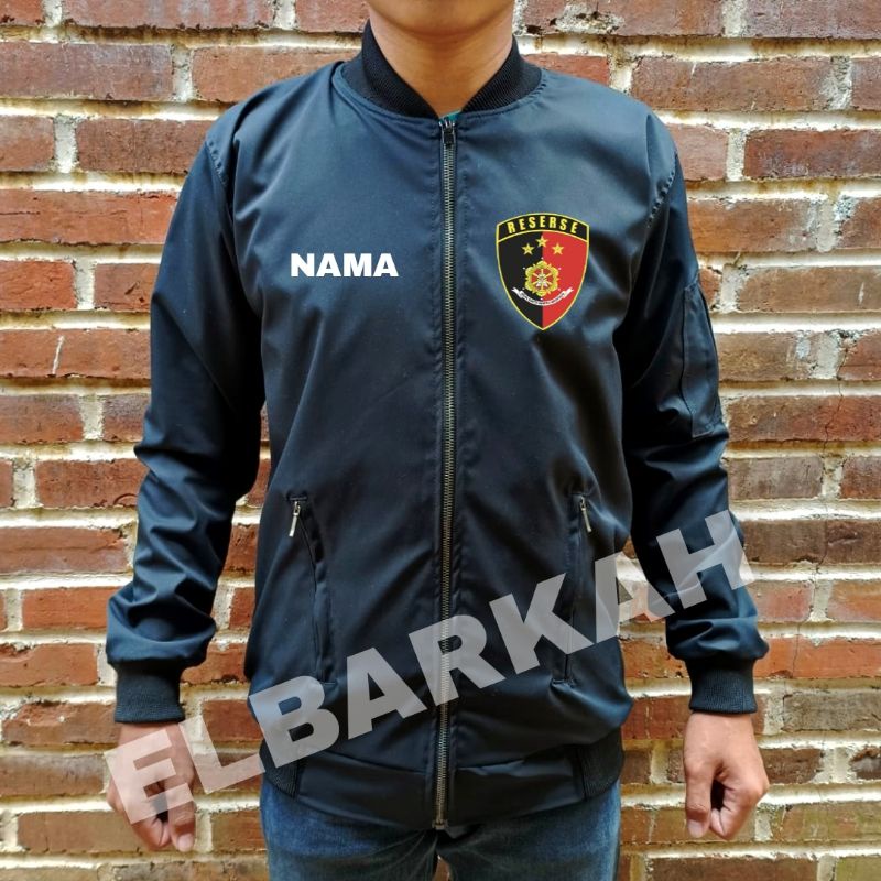 JAKET BOMBER LOGO RESERSE POLRI JAKET BOMBER BISA CUSTOM  LOGO SENDIRI JAKET BOMBER WATERFROOP jaket bomber terbaru jaket bomber elegan