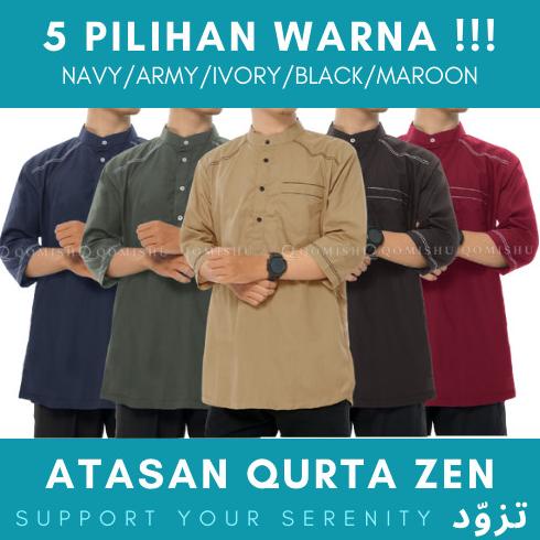 Baju Koko Pria Kurta Terbaru Qomishu Kerah Shanghai Polos Poplin Murah