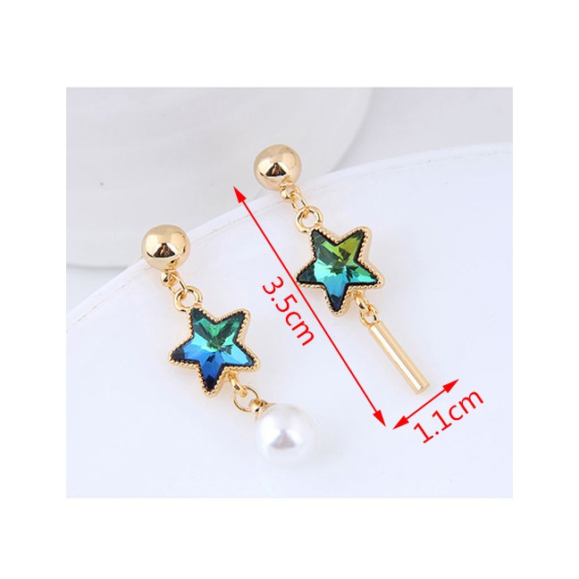 LRC Anting Tusuk Sweet  Color Pearls Decorated Asymmetric Earrings A55119