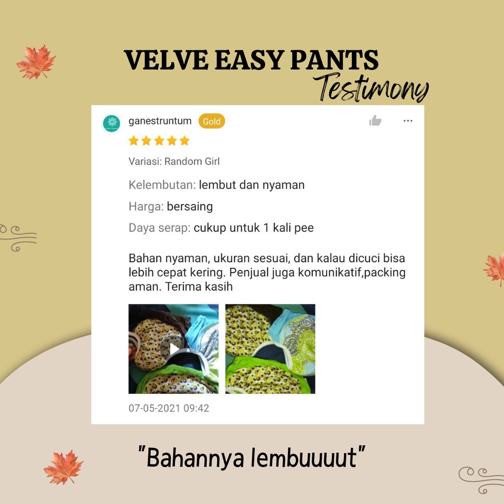 Training Pants Velve Celana Bayi untuk Toilet Potty training Latihan lepas pempers