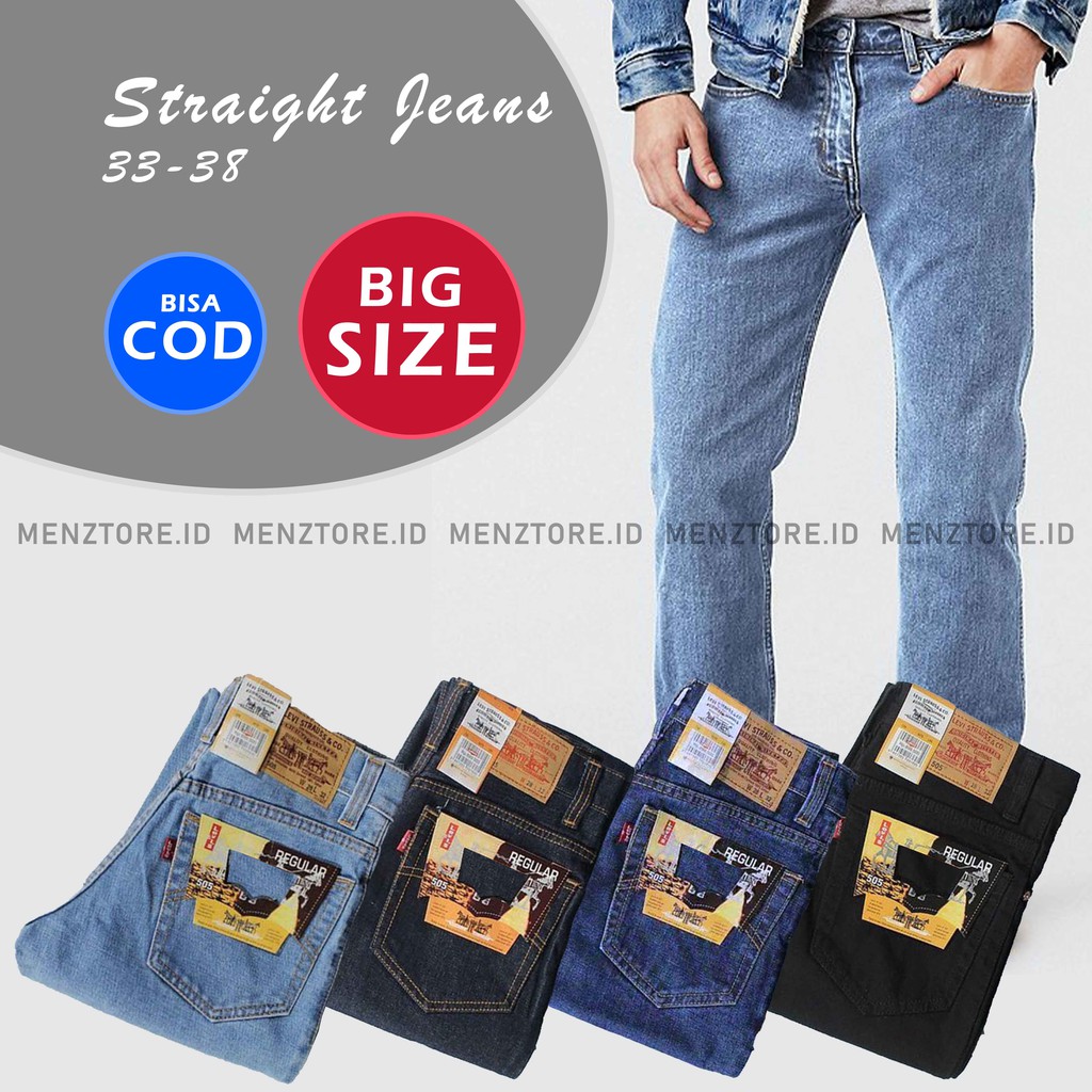 Celana Jeans Pria Standar Straight Jeans Cowok Jens Pria Reguler Bahan Tebal Big Size Ukuran Besar