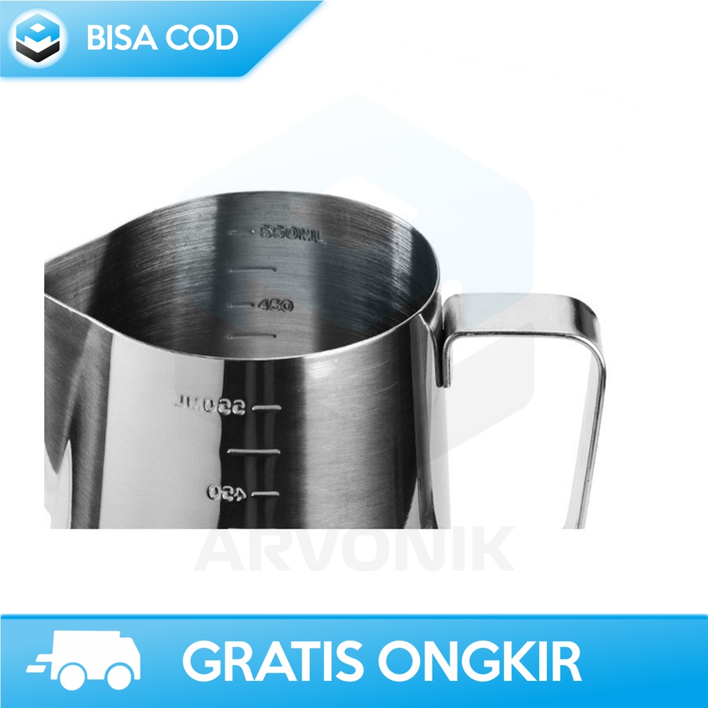 MILK JUG LATTE ART 350 ML LANCIP ONETWOCUPS ZM0078 ORIGINAL STAINLESS STEEL GELAS PITCHER KOPI
