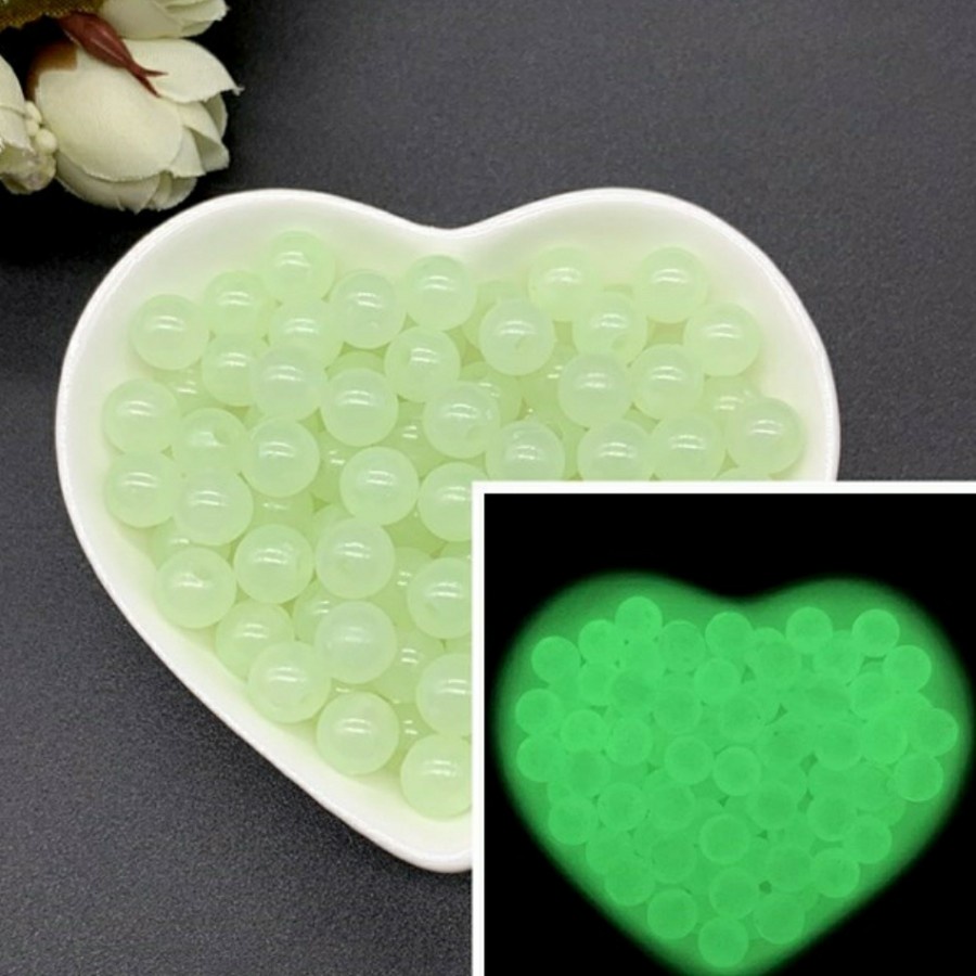 ISI 100PCS MANIK MOTE AKRILIK GLOW IN THE DARK BAHAN KERAJINAN TANGAN DIY CANTIK BERKUALITAS