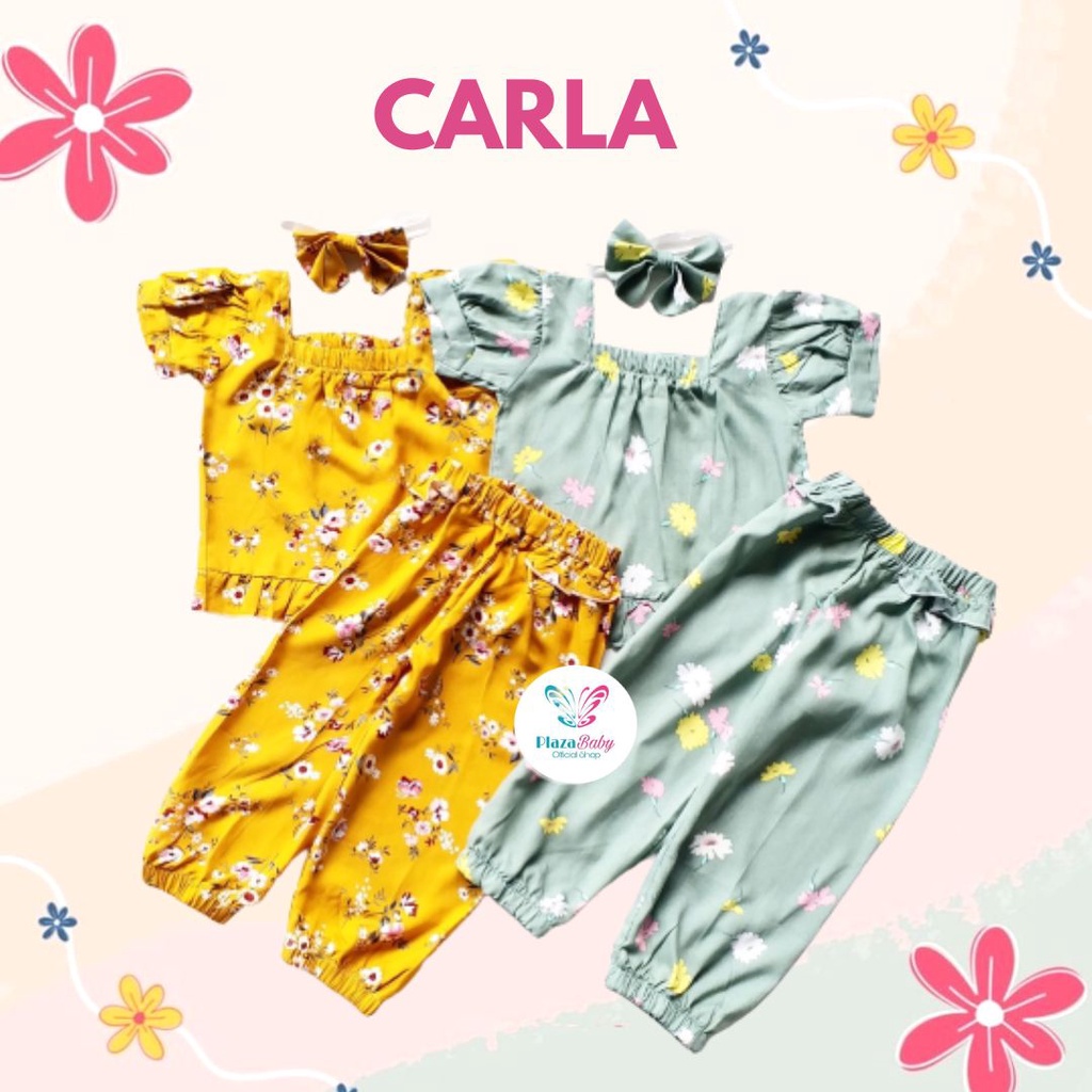 Plazababyku MX CARLA RAYON SETELAN BANDO setelan bayi motif bunga yang lucu free headband PART2