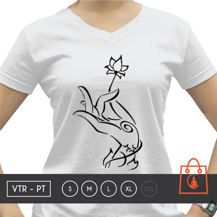 Kaos Buddhis Teratai - Putih / T-shirt Buddha / Kaos Buddha / Buddhism / V-Neck