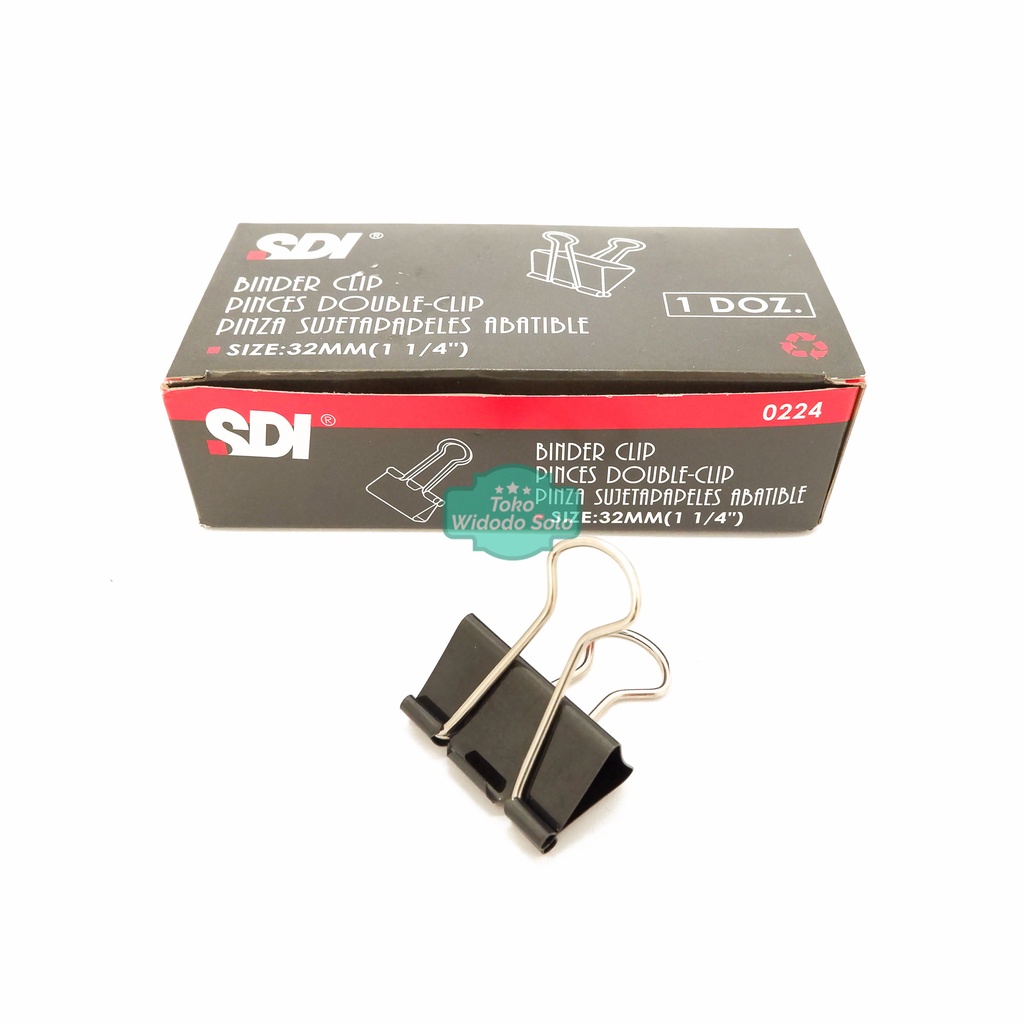 

1 LUSIN Binder Clip SDI No 0224 1 1/4inch (Metal Klip Penjepit Kertas) - 1 Pack Isi 12 Buah