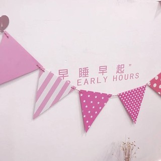 Banner Bunting Bentuk Segitiga Kecil  Warna  Pink  Untuk 