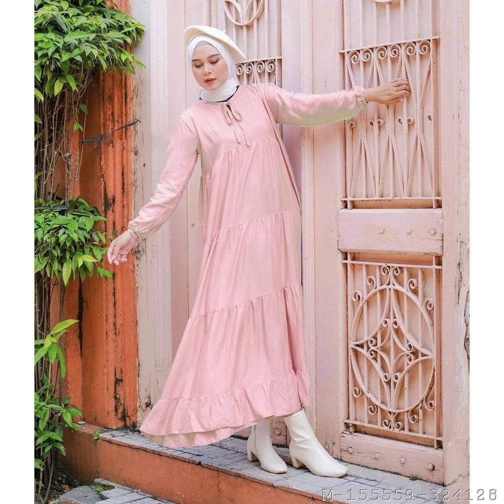 GSC - Rachel midi dress / Long Tunik Wanita Terbaru / Gamis Polos Murah / OOTD Muslim Kekinian