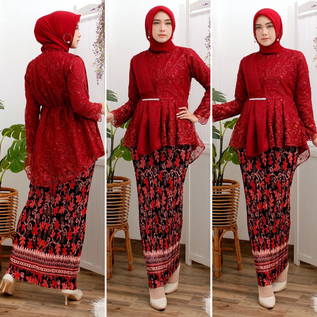 KEBAYA SELENDANG KEBAYA Busui MODERN KEBAYA BRUKAT MODERN KEBAYA WISUDA KEBAYA BRUKAT TILLE / Setelan Kebaya Rok Plisket Batik