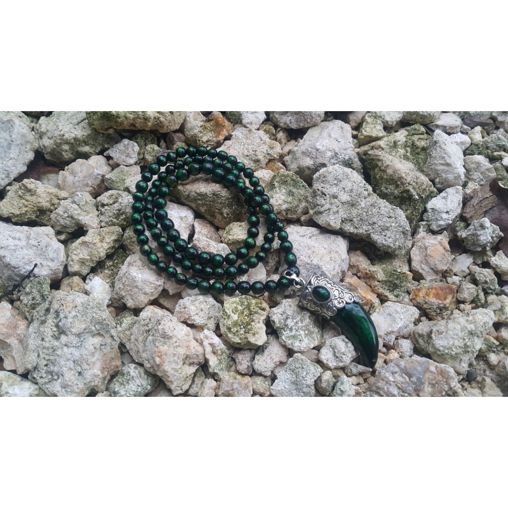 Kalung akar bahar ORIGINAL - Akar Bahar Tali Arus Hijau ( Laut selatan )