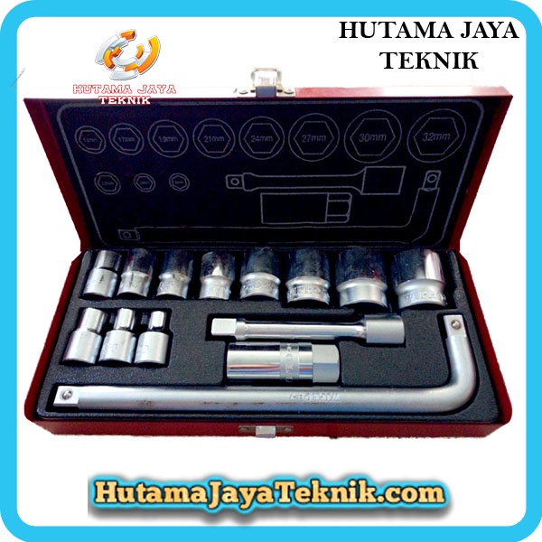 Kunci Sock Sok Set [Stang ½] 15 pcs Wipro