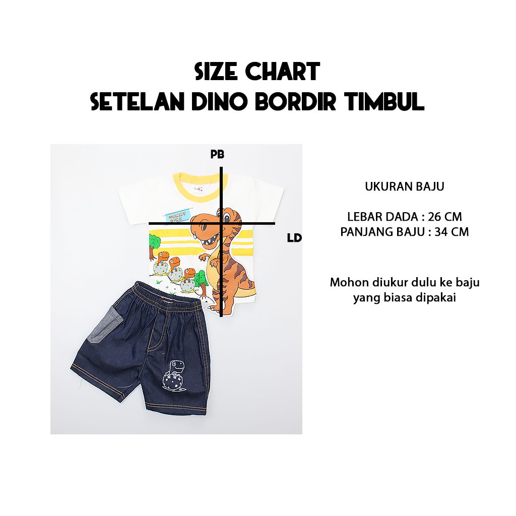 Setelan Baju Celana Anak Gambar Dino Dinosaurus Timbul Lucu Gumkids Art Gum5010