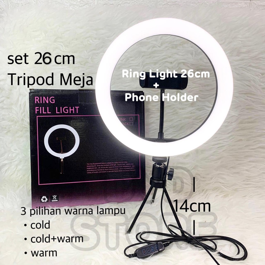 paket ring light tripod meja led 16cm 20cm 26cm lampu make up vlog lampu ringlight live