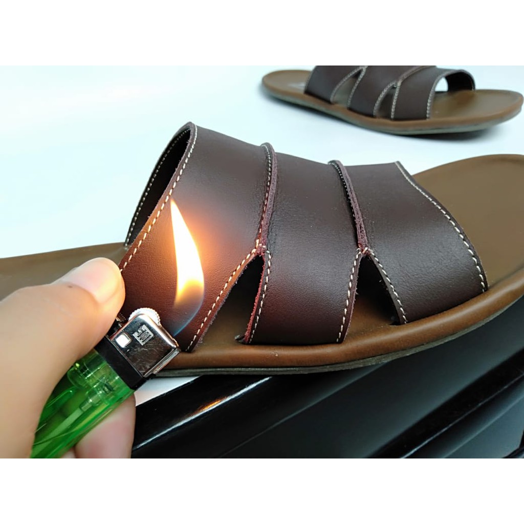 Sandal Kulit Pria BLACK BROWN TAN KULIT SAPI ASLI ORIGINAL MADE GARUT